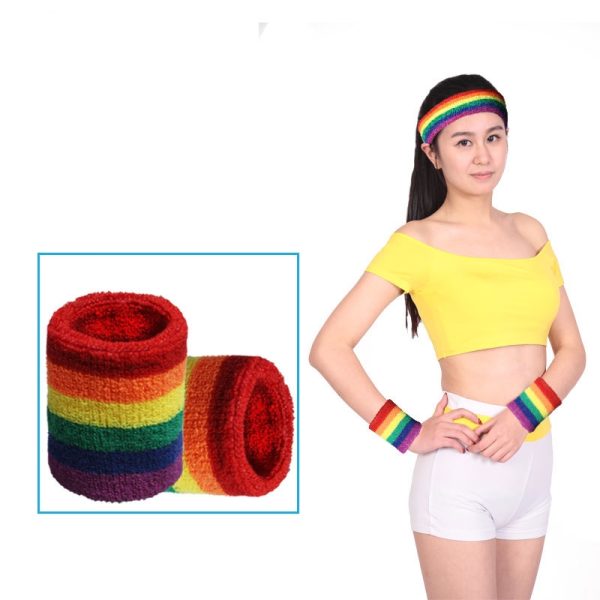 Rainbow Wrist Guard Colorful Sweat Absorbing Sports Six Color Towel Wrist Guard Band Comrades Basketball Badminton Wrist Guard - Image 4